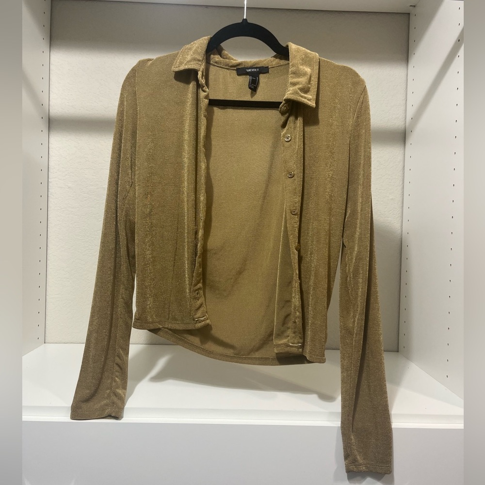 Forever 21 Gold Button Down Long Sleeve
